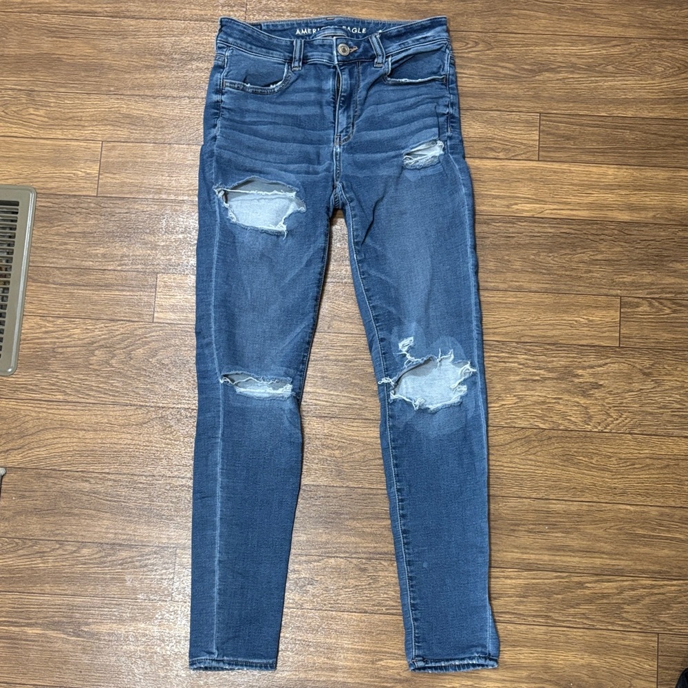 American Eagle Outfitters Ripped Blue Skinny Jeans